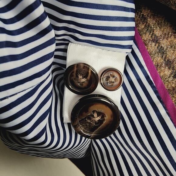 UNTUCKit Women's 100% Wool Plaid Peppa Checkered Blazer Size 14 Brown Tan - Picture 6 of 10